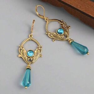 Boho blue hoop earrings A733